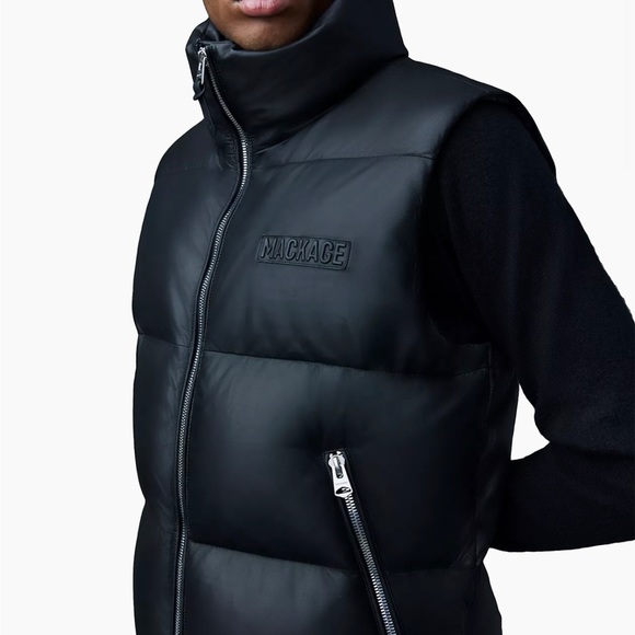 MACKAGE Kane Down Leather Vest 100% NEW w/ Tag Mens size 40 & 100% leather shell - Picture 3 of 5